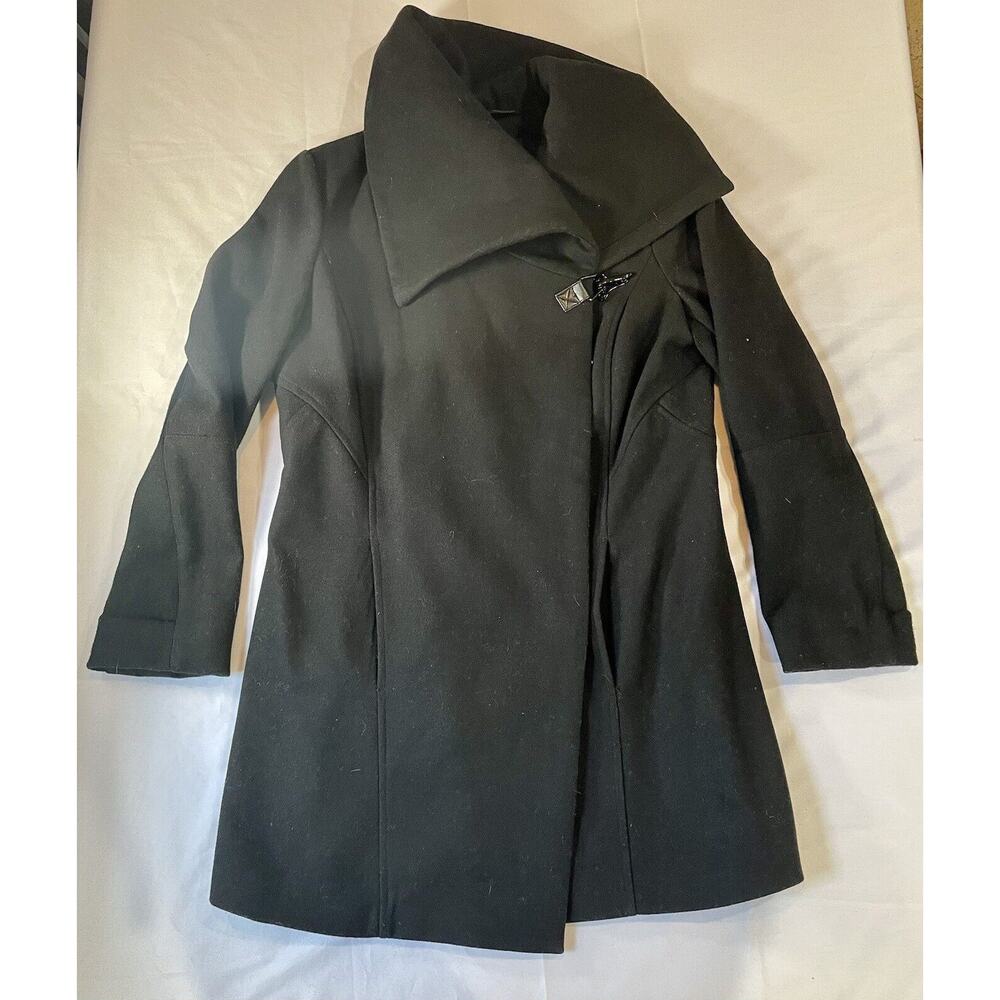 Sam Edelman “kit” Asymmetrical Wool Blend Coat WOMENS SIzE S SMALL BLACK
